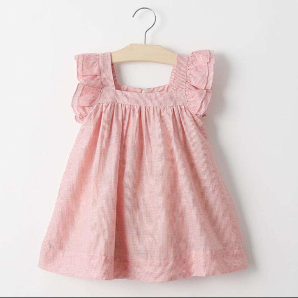 Toddler Girls' Frill Sleeve Pink Fly Dress